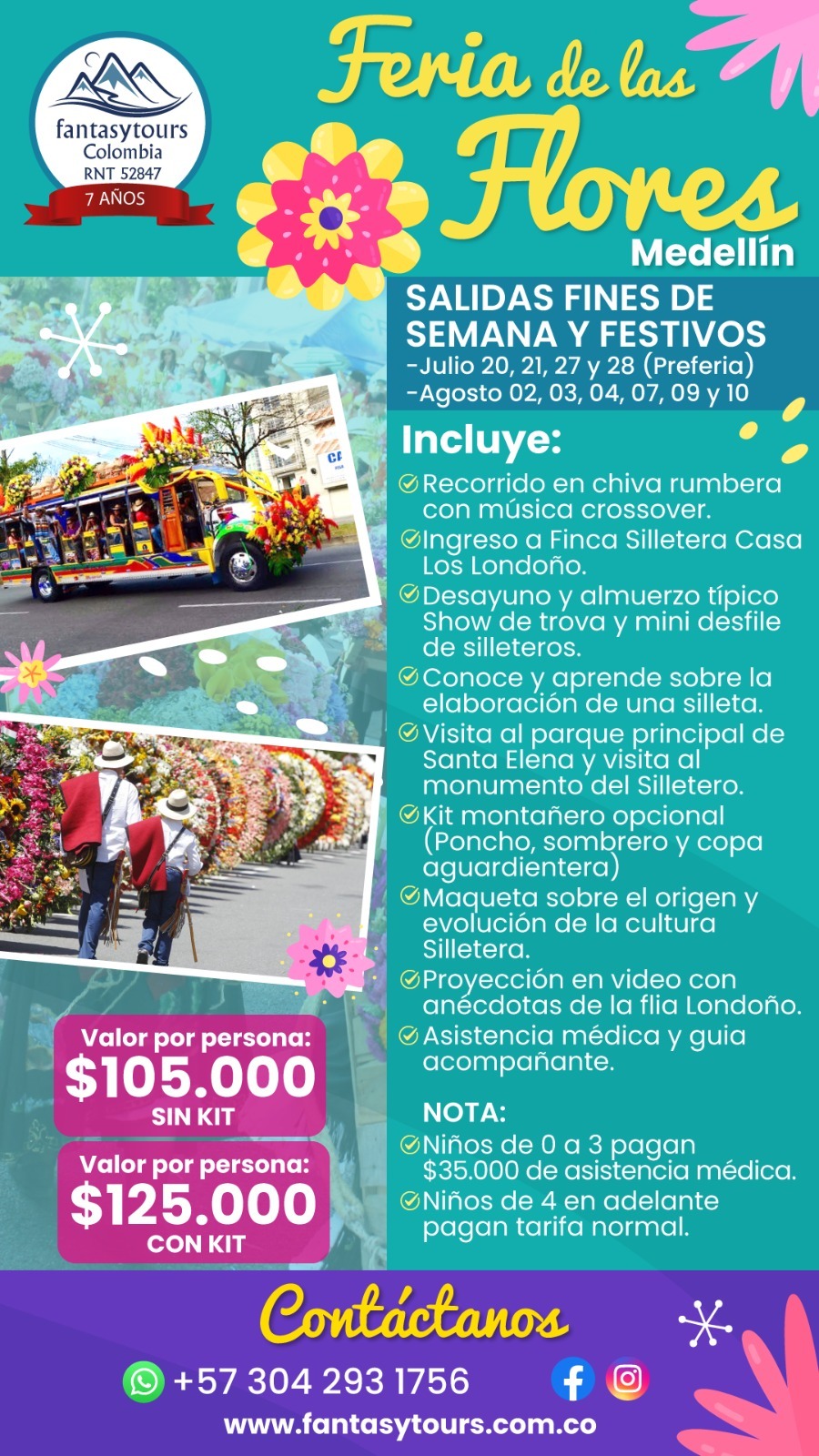 Programación Feria de las flores con fantasytoursnbspAgencia de Viajes fantasytours Planes turísticos en Santa Fe de Antioquia Medellín Guatapé y Nápoles